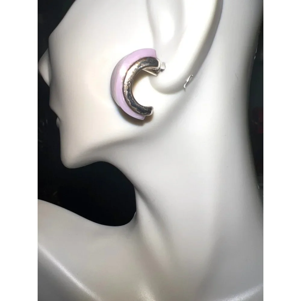 Vintage Pink Marble Pink & White Earrings